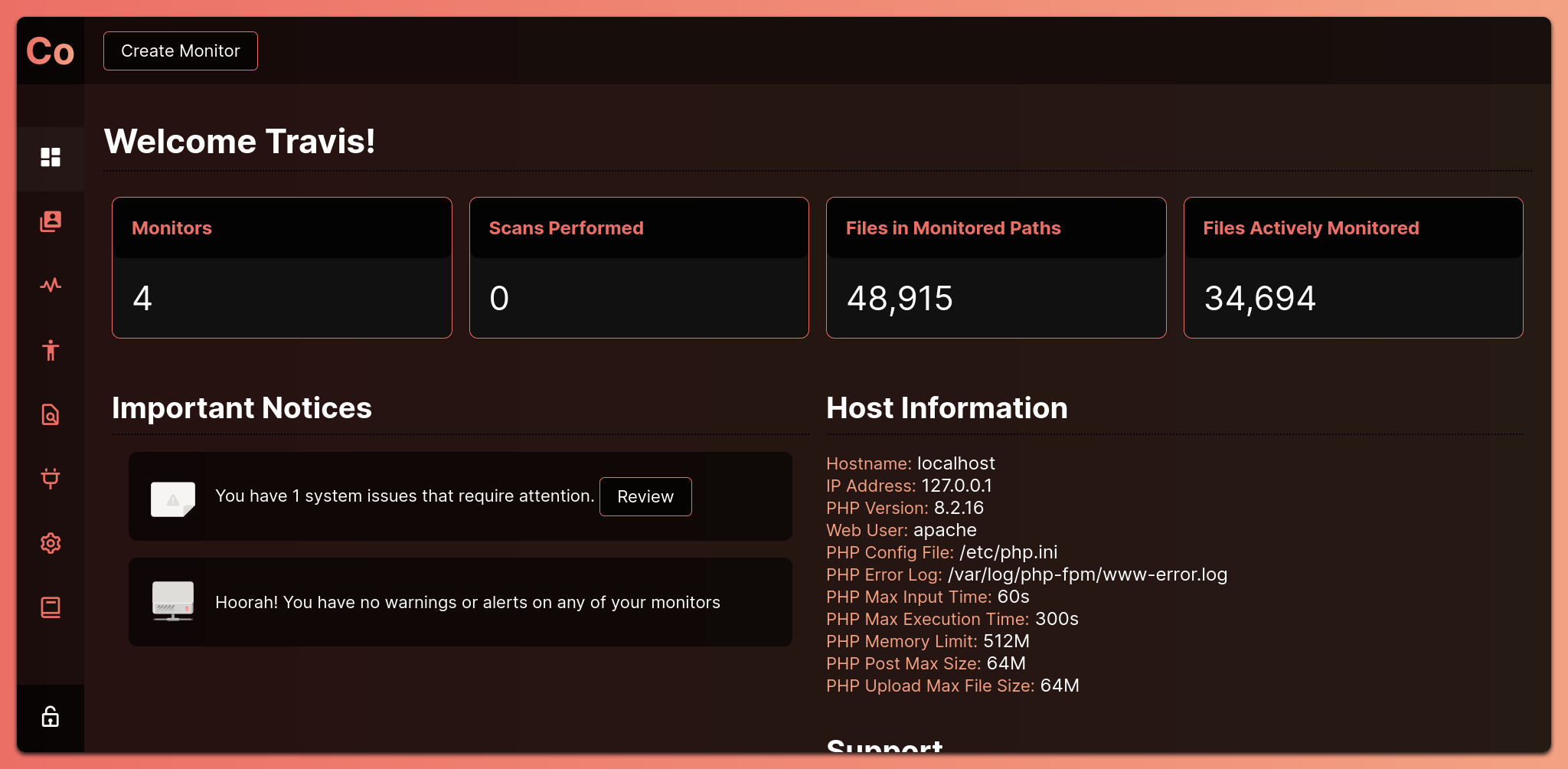 Coral Dashboard Screenshot