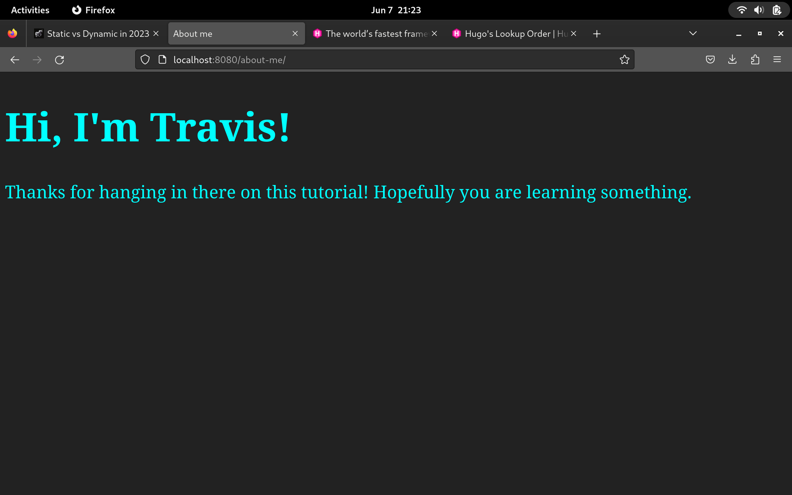 Overriding the About Me page fixed